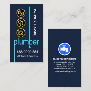Blue Leaking Plumbing Pipeline Business Card