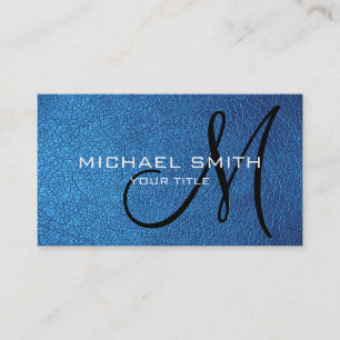 Blue leather business card