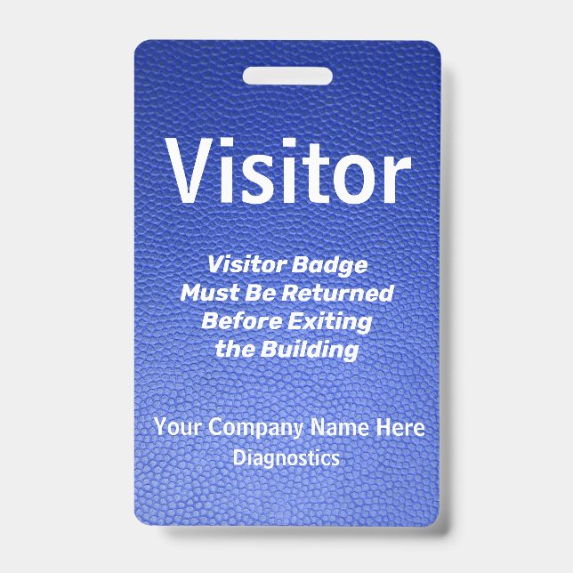 Blue Leather Design Visitor Pass ID Badge (Front)