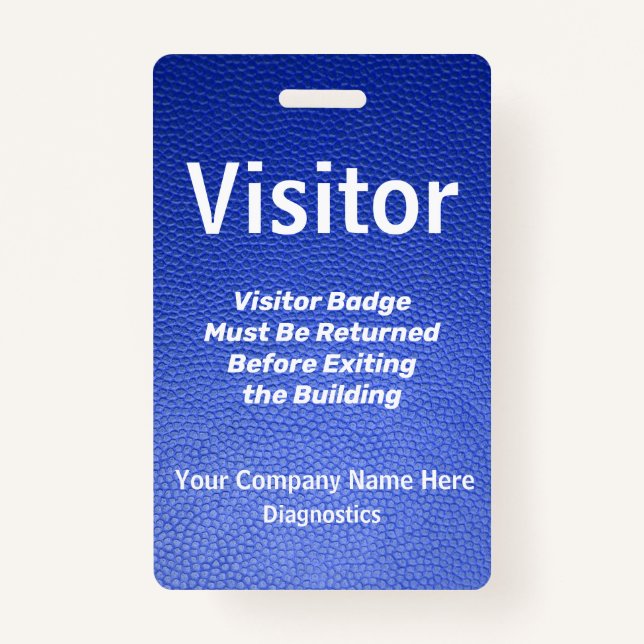 Blue Leather Design Visitor Pass ID Badge (Front)
