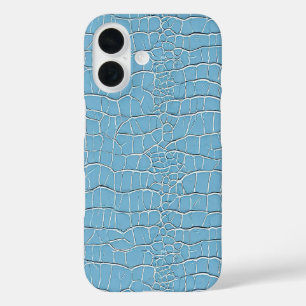 Blue leather effect pattern iPhone 16 case