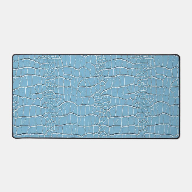 Blue leather effect pattern desk mat (Front)