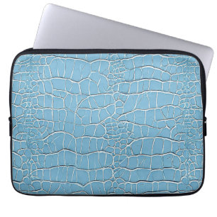 Blue leather effect pattern laptop sleeve