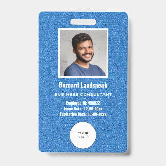 Blue Leather & Employee Photo & Logo ID Badge