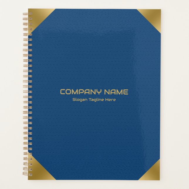 Blue leather image print with gold accents planner (Front)