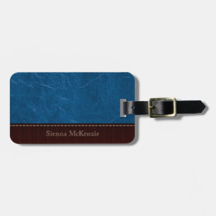 Blue Leather Look Luggage Tag