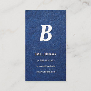 Blue Leather   Monogram Business Card