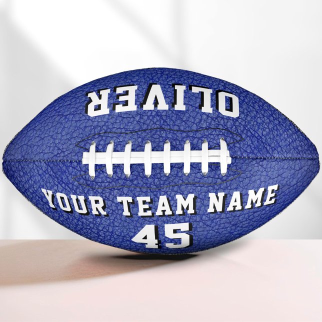 Blue Leather Print Player Name Team Number Football (Creator Uploaded)