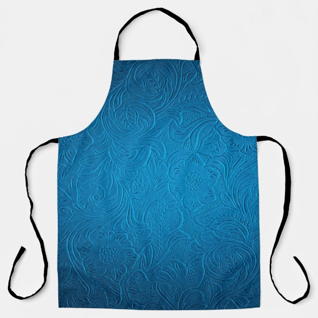 Blue leather texture apron (Front)