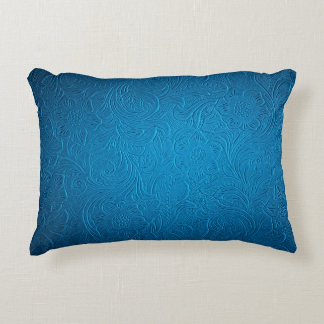 Blue leather texture decorative cushion (Front)