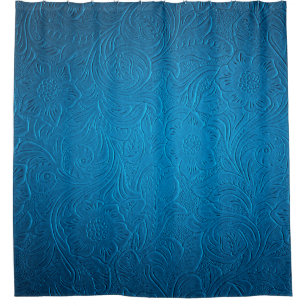 Blue leather texture shower curtain