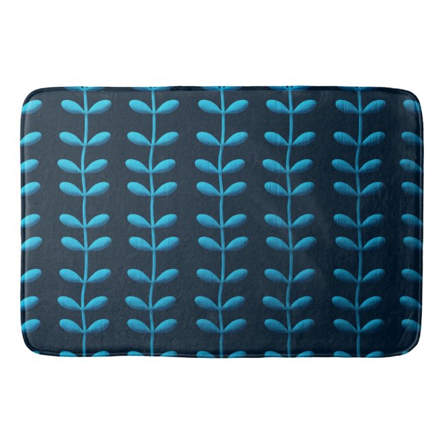blue leaves bath mat (Front)