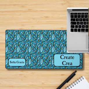 Blue Leaves Bilingual Create/Crea & Name Desk Mat
