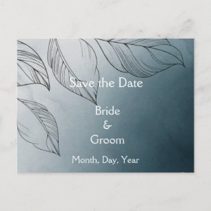  Blue Leaves Botanical Foliage Save the Date Announcement Postcard