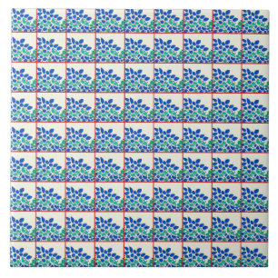 Blue leaves Ceramic Tile