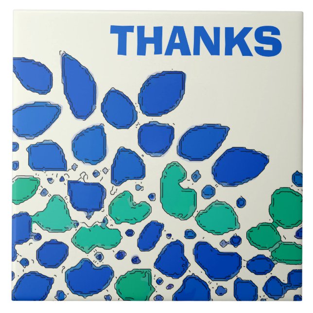 Blue leaves Ceramic Tile (Front)