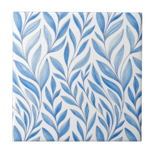 Blue Leaves Ceramic Tile