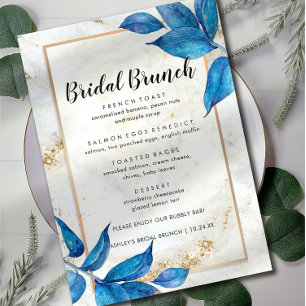 Blue Leaves Floral Bridal Brunch Menu