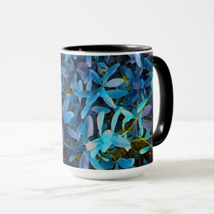 Blue Leaves Impression Mug