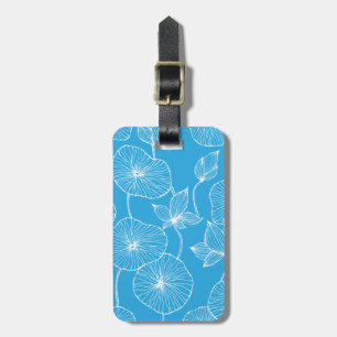 Blue Leaves Lotus Flowers Blossom Luggage Tag