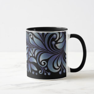 blue leaves mug