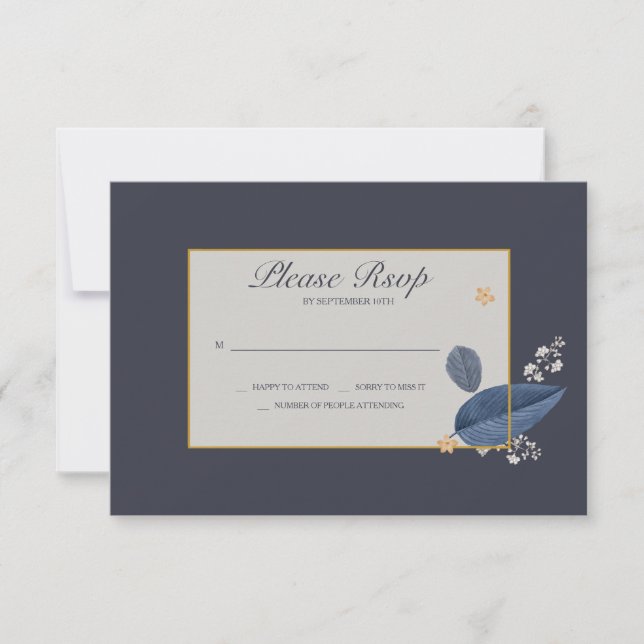 Blue Leaves RSVP Cards (Front)