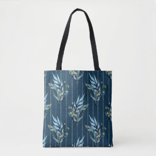 Blue Leaves Seamless Wrap Background Tote Bag