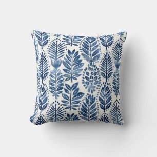 Blue Leaves Throw Pillow