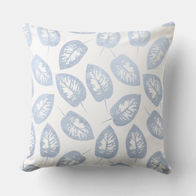Blue Leaves Throw Pillow (Front)