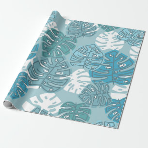 blue leaves wrapping paper