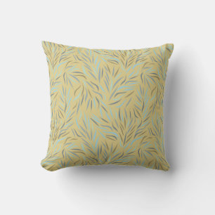 Blue Leaves Yellow Modern Pattern Cushion