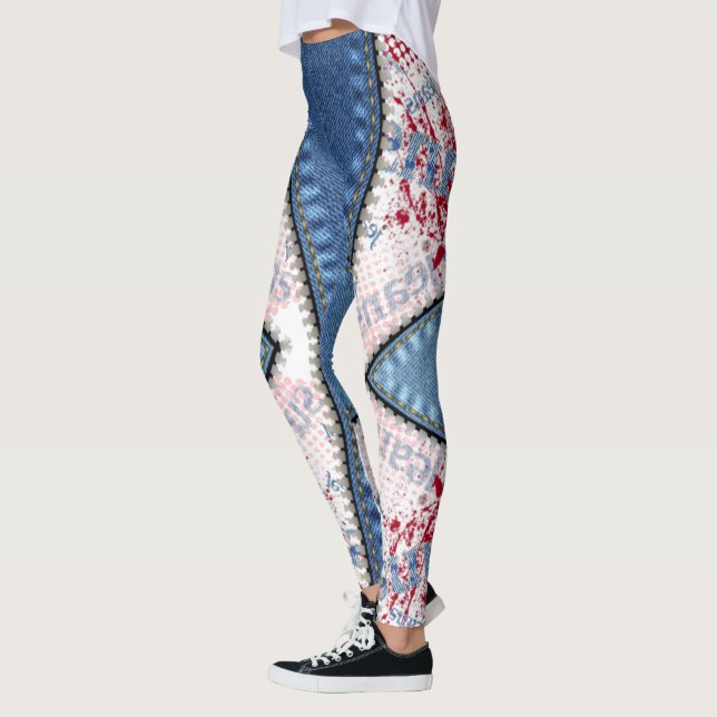 Blue Leggings Jeans with Cuts (Left)