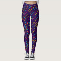 blue leggings with colourful lines,tights&leggings