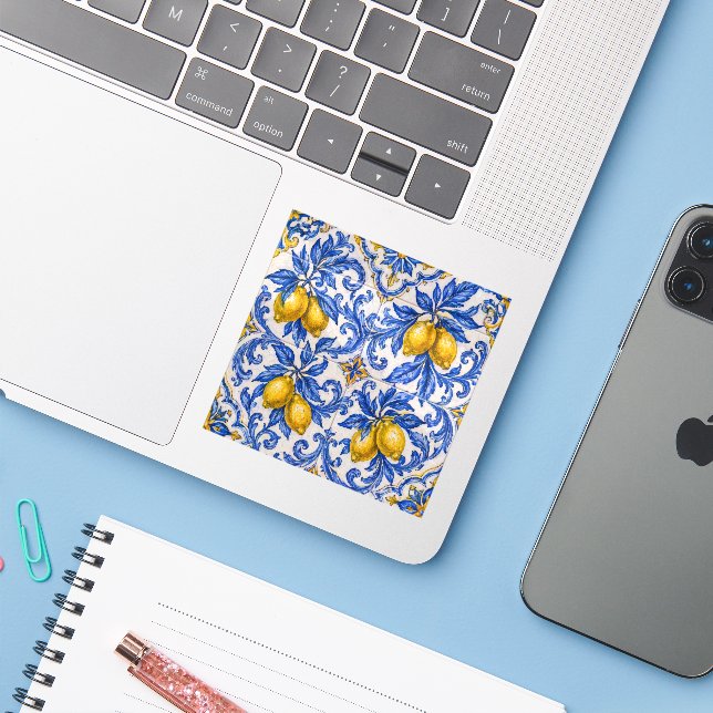 Blue Lemon Azulejo Tile (Laptop w/ iPhone)
