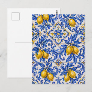 Blue Lemon Azulejo Tile Postcard