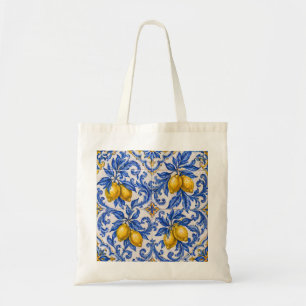 Blue Lemon Azulejo Tile Tote Bag