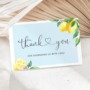 Blue Lemon baby shower thank you card