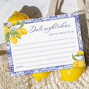 Blue Lemon Bridal Shower Date Night Ideas Card