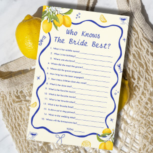 Blue Lemon Bridal Shower Who Knows Bride Best Game