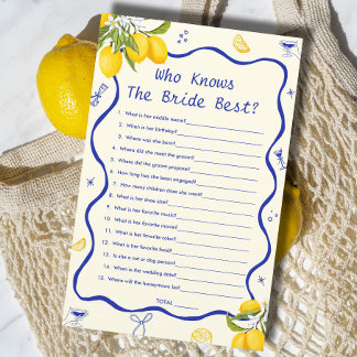Blue Lemon Bridal Shower Who Knows Bride Best Game