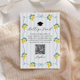 Blue Lemon Citrus Graduation College Fund Enclosure Card