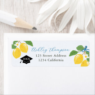 Blue Lemon Citrus Graduation Party Label Return Address Label