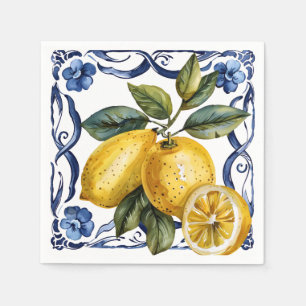 Blue Lemon Citrus Summer  Napkin