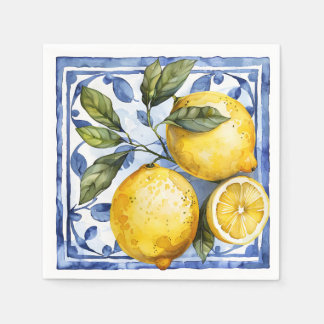 Blue Lemon Citrus Summer  Napkin