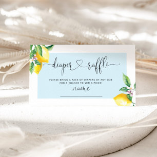 Blue lemon diaper raffle ticket enclosure card