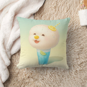 Blue Lemon Float: Smiling Bichon Cotton Candy Cushion