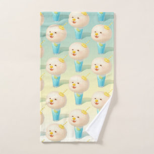 Blue Lemon Float: Smiling Bichon Cotton Candy Hand Towel