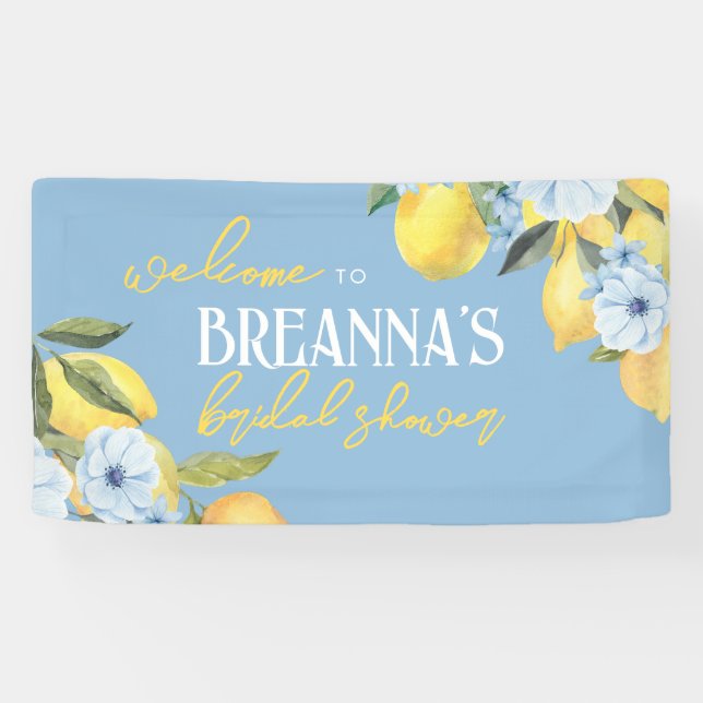 Blue Lemon & Flower Vinyl Welcome Banner (Horizontal)