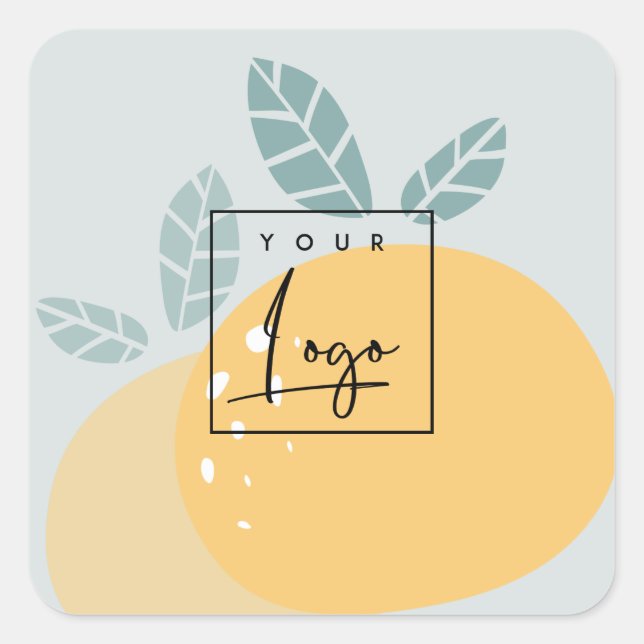 Blue Lemon Green Abstract Bold Fruity Citrus Logo Square Sticker (Front)