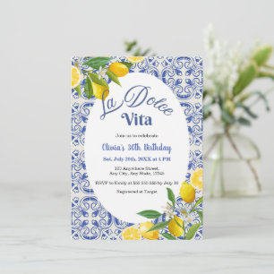 Blue Lemon Italian La Dolce Vita 30th Birthday Invitation